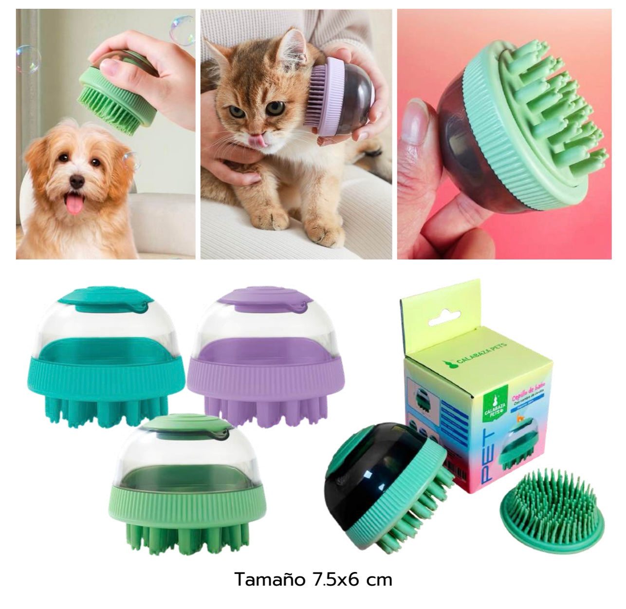 Cepillo de Baño y Masaje para Perros y Gatos