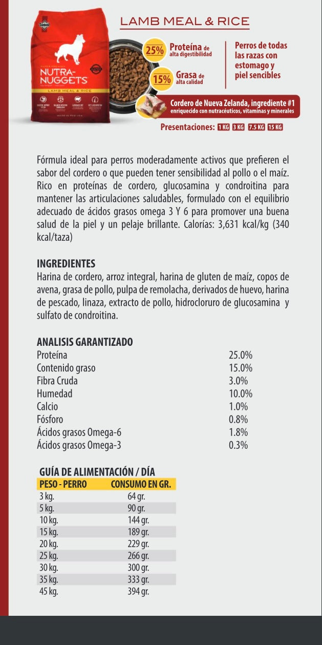 Nutra Nuggets Cordero y Arroz Perro Adulto