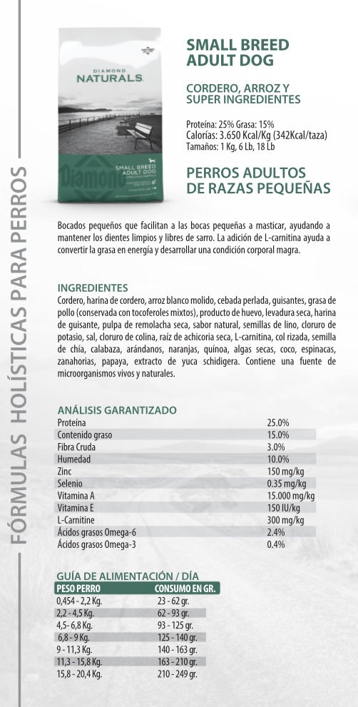 Diamond Naturals Small Breed Adult  Cordero Razas Pequeñas