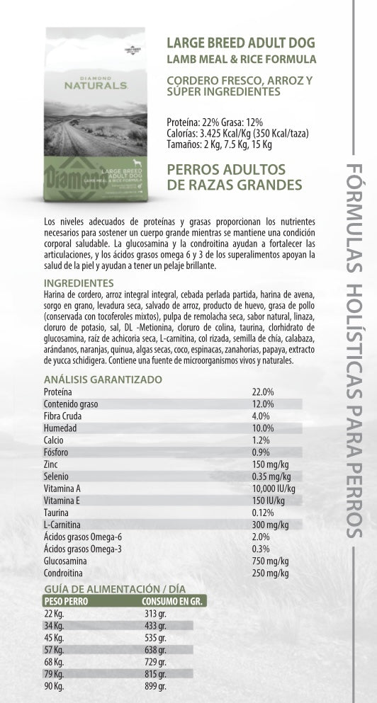 Diamond Naturals Adult Large Breed Cordero y Arroz - Perros Razas Grandes