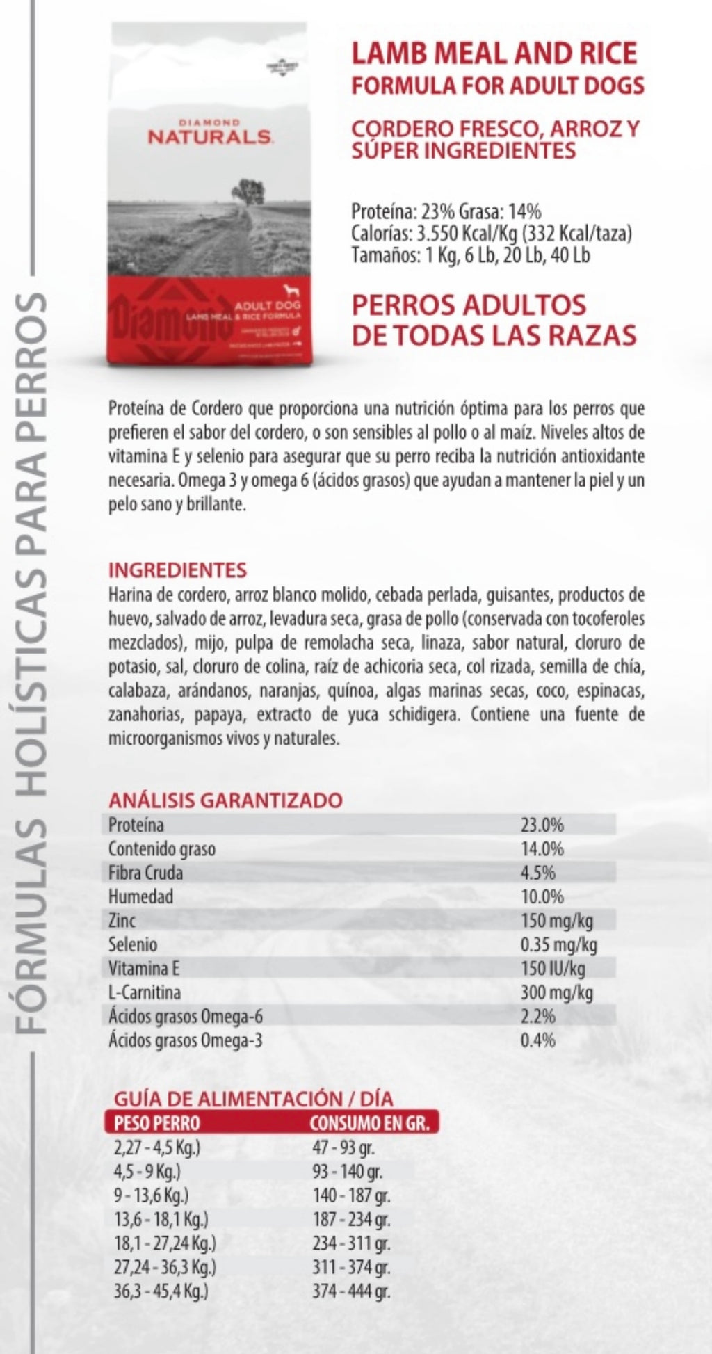 Diamond Naturals Adult Lamb & Rice – Perros Adultos Todas las Razas