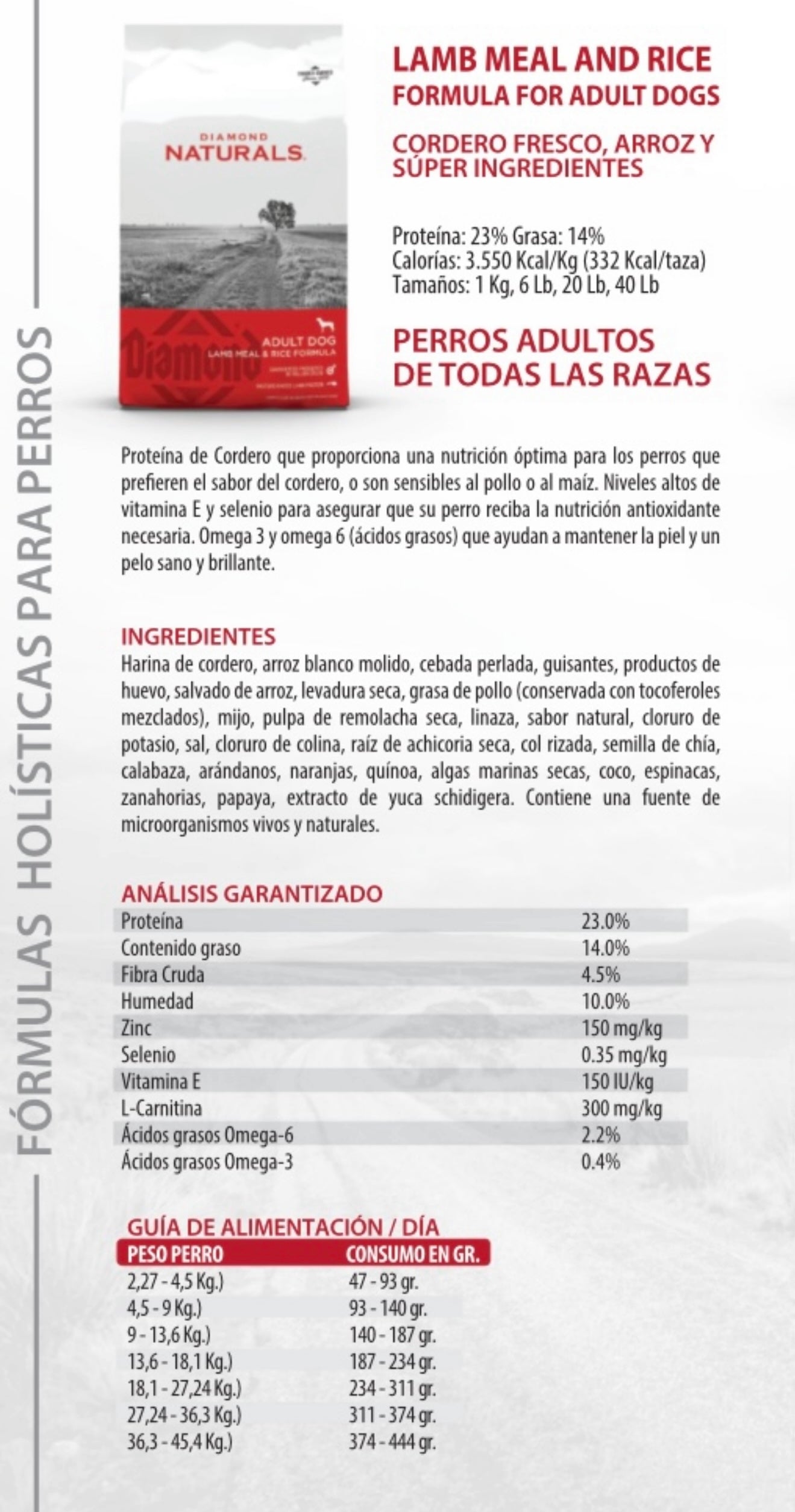 Diamond Naturals Adult Lamb & Rice – Perros Adultos Todas las Razas