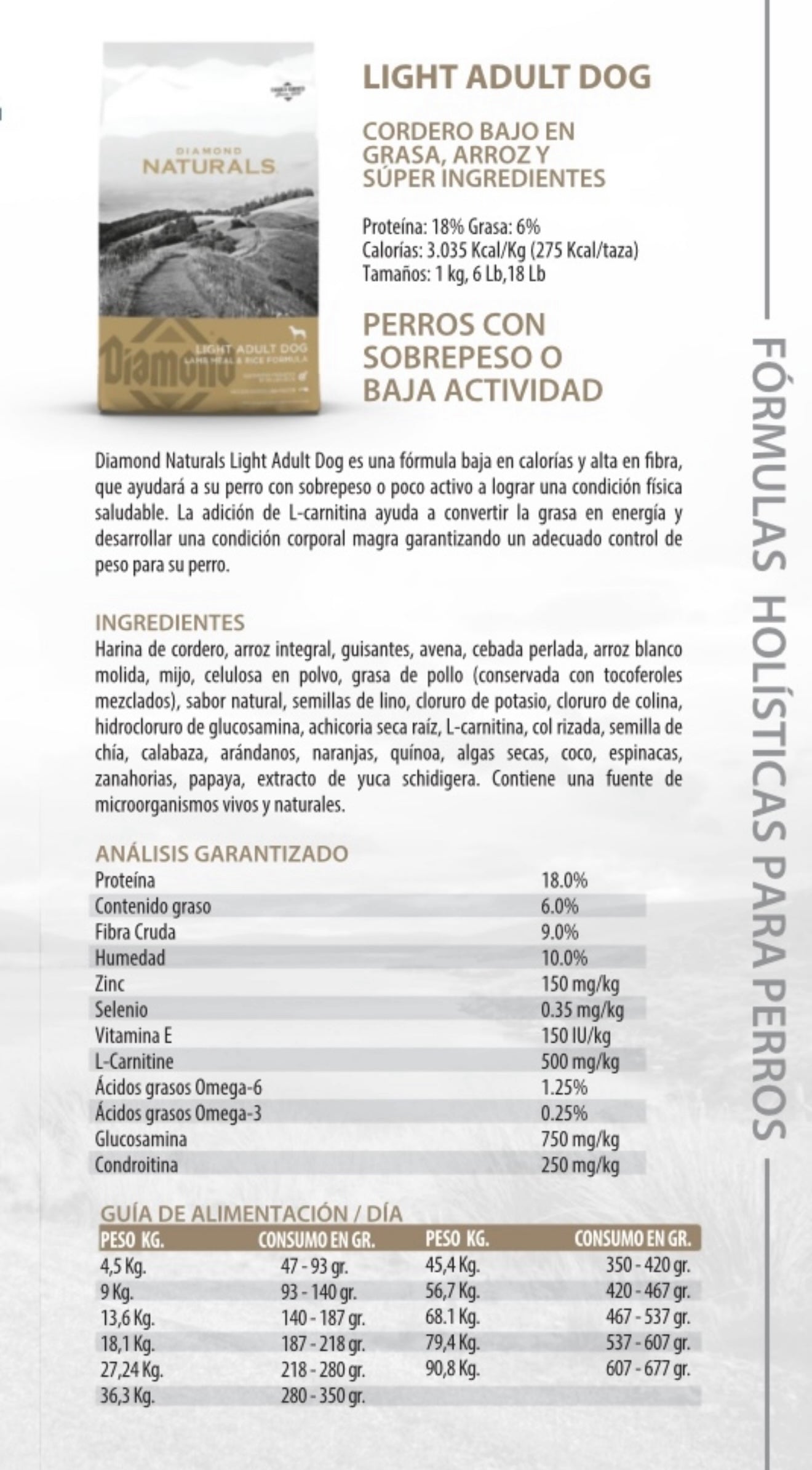 Diamond Naturals Light Adult Dog Cordero y Arroz – Control de Peso para Perros Adultos