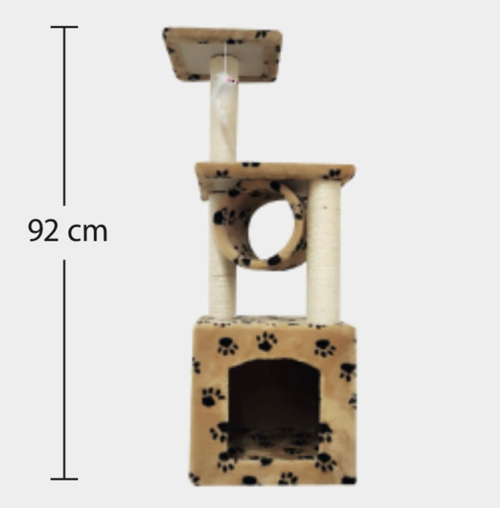 Torre Rascador para Gatos con Casa y Niveles (92 cm)