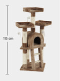 Torre Rascador Premium para Gatos con Casa, Escalera y Niveles (115 cm)