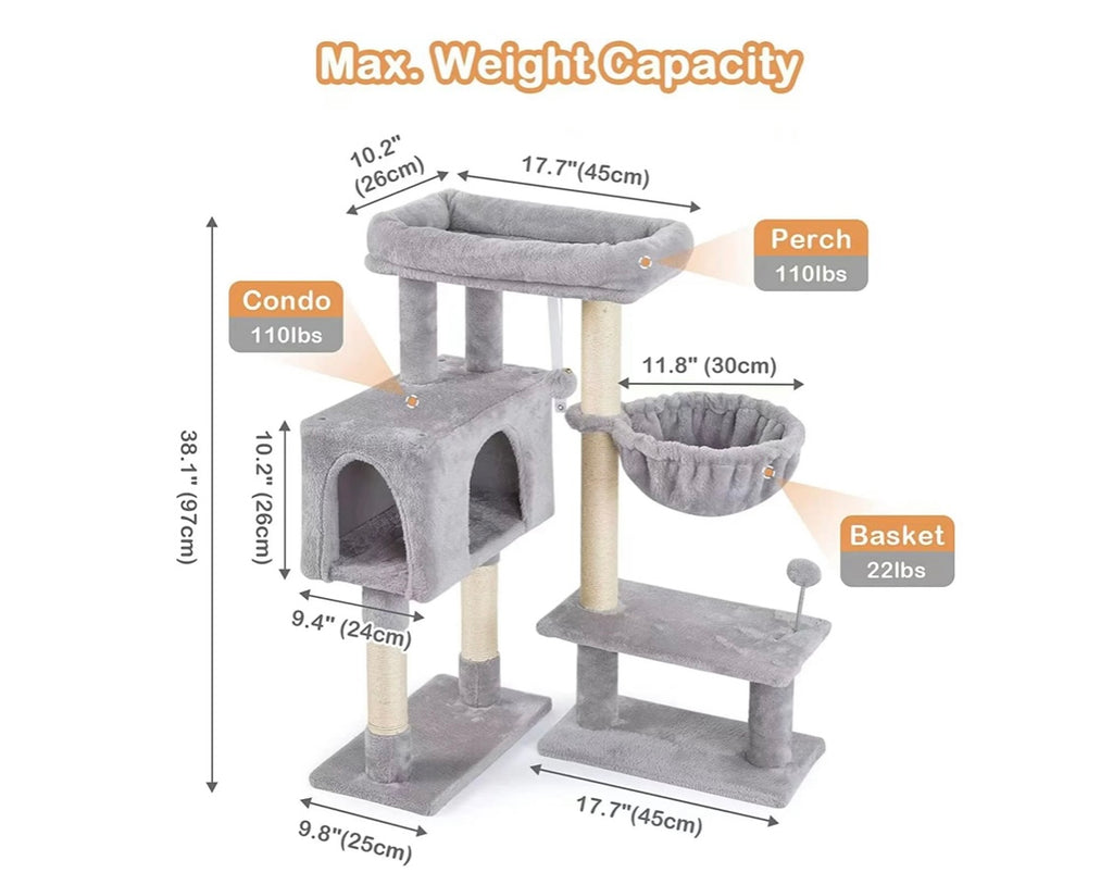 Torre Rascador Multifuncional para Gatos