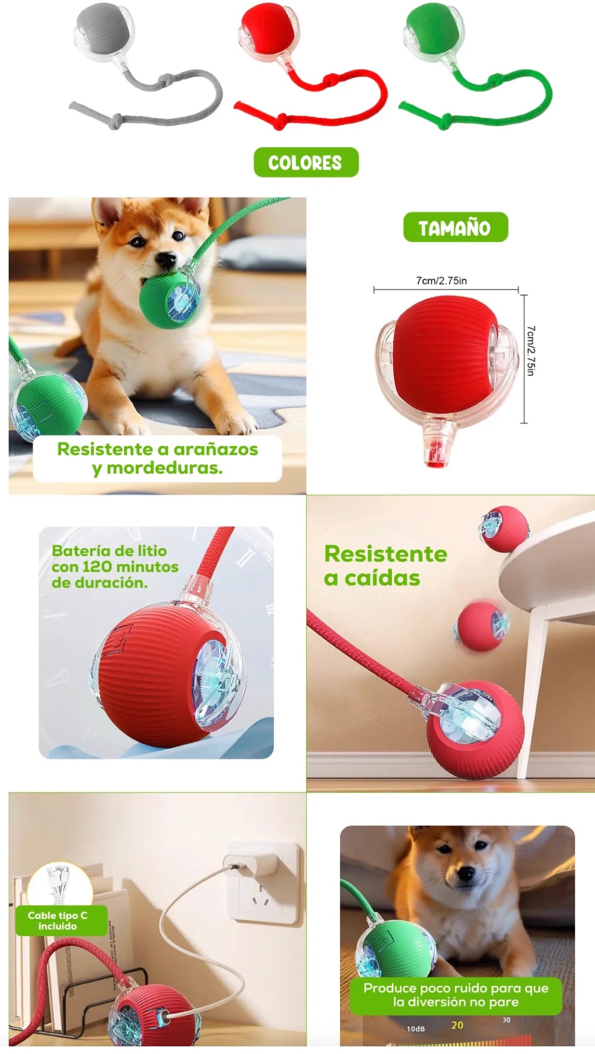 Pelota Interactiva Inteligente Recargable para Perros