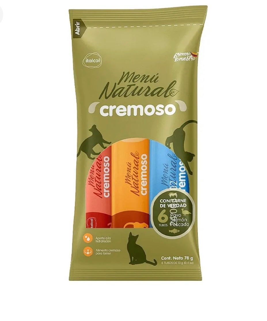 Menú Natural Cremoso para Gatos 13 g * (6 Tubos)